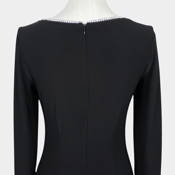 Joseph Ribkoff Black Midi Dress with Rhinestone Trim - Picture 6 of 9